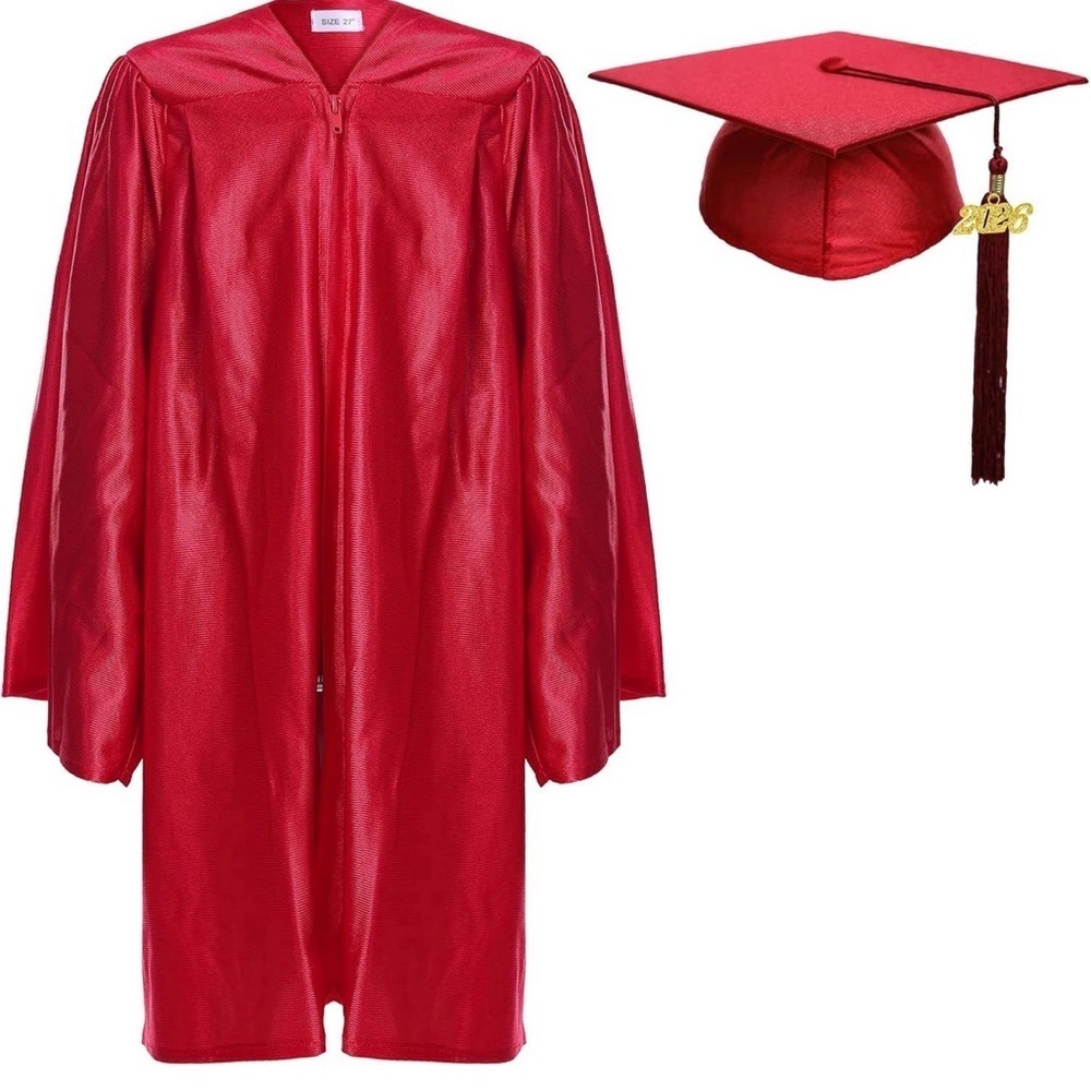 Kindergarten Red Graduation Cap and Gown Set